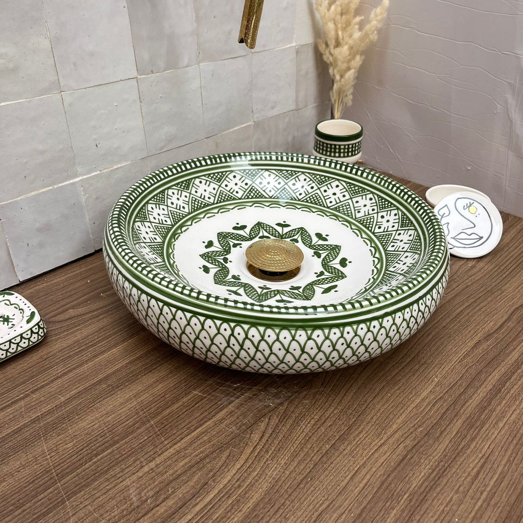 Lavabo Artigianale Terracotta & Oro — Ceramica Marocchina