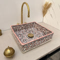 Lavabo Artigianale Rosa Arabesque Quadrato — Ceramica Marocchina