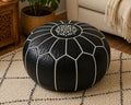 Pouf Marocchino in Pelle Artigianale – Nero