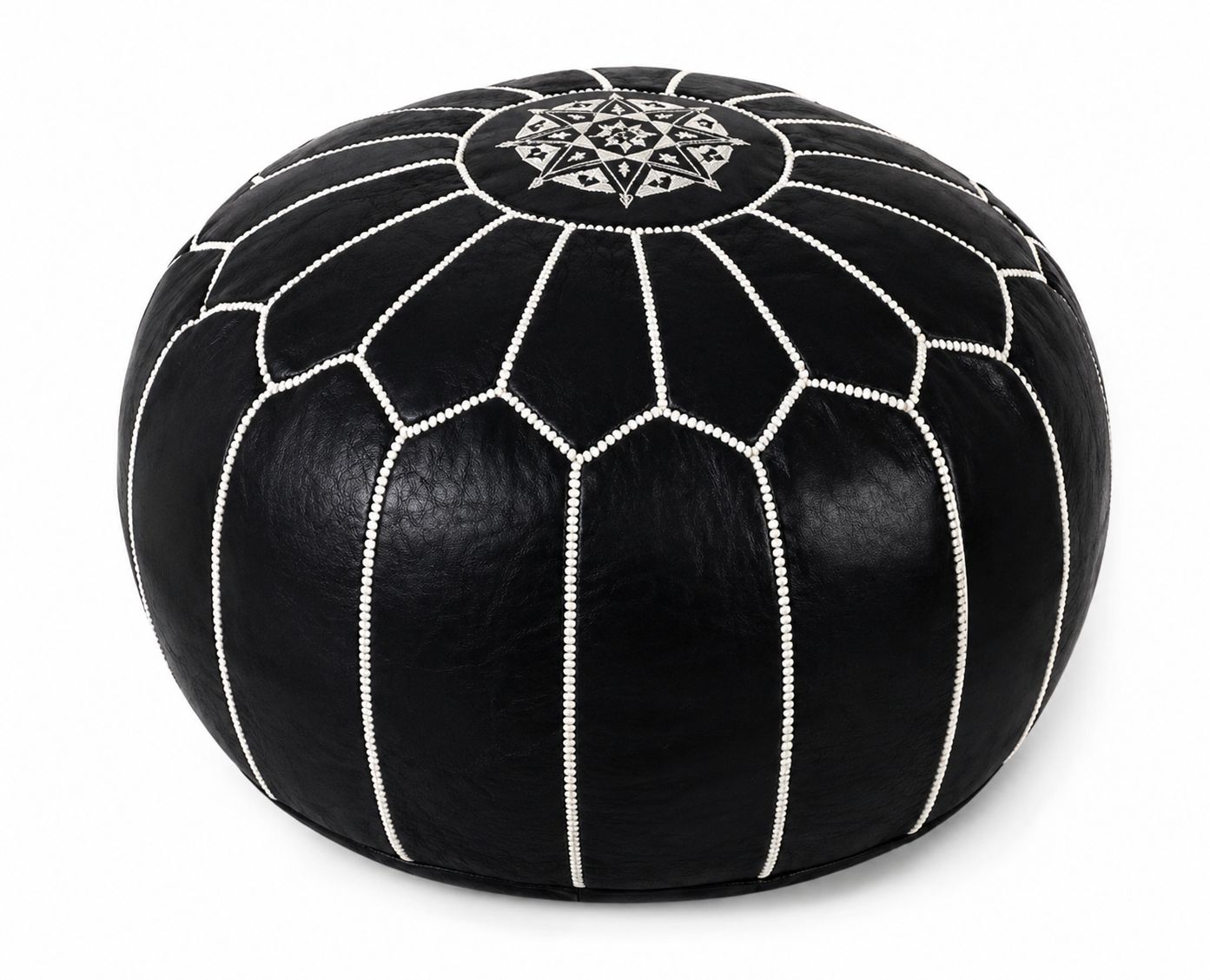 Pouf Marocchino in Pelle Artigianale – Nero