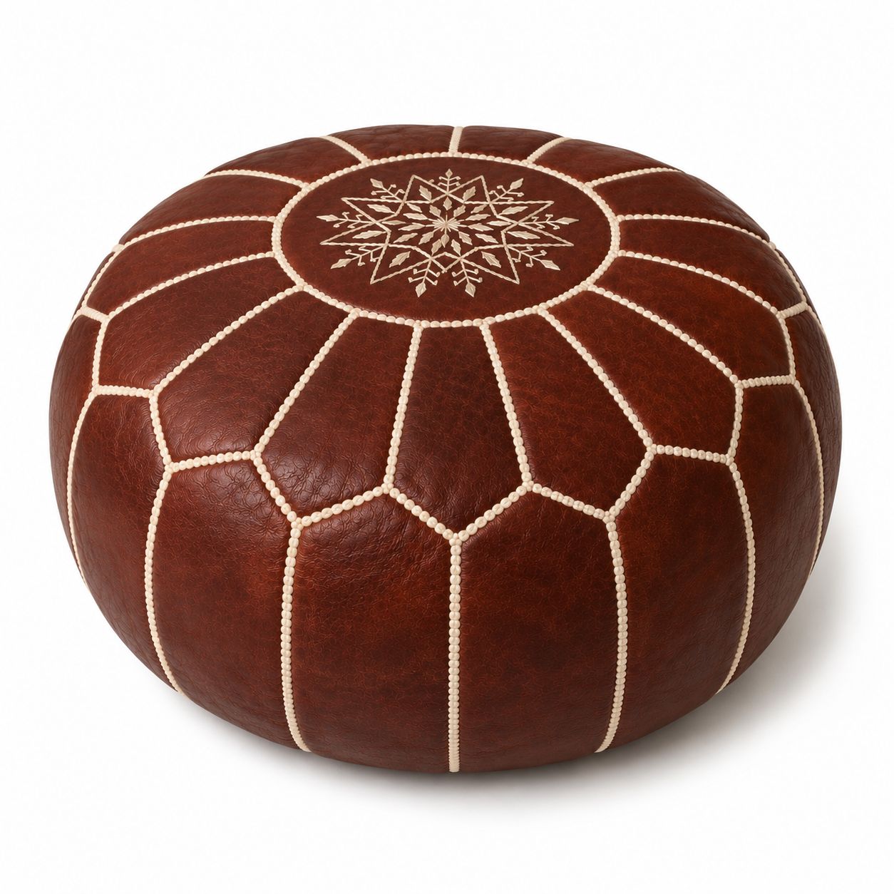 Pouf Marocchino in Pelle Artigianale – Marrone