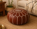 Pouf Marocchino in Pelle Artigianale – Marrone
