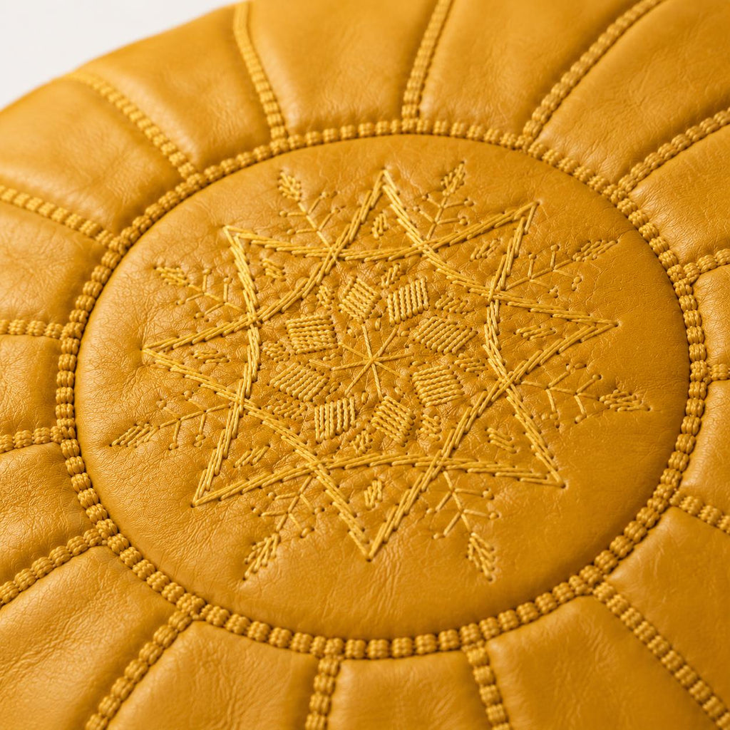 Pouf Marocchino in Pelle Artigianale – Cognac