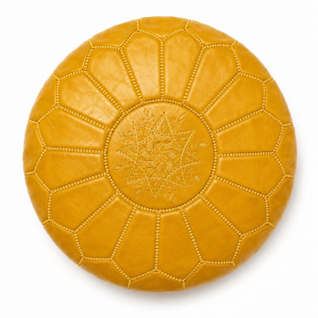 Pouf Marocchino in Pelle Artigianale – Cognac