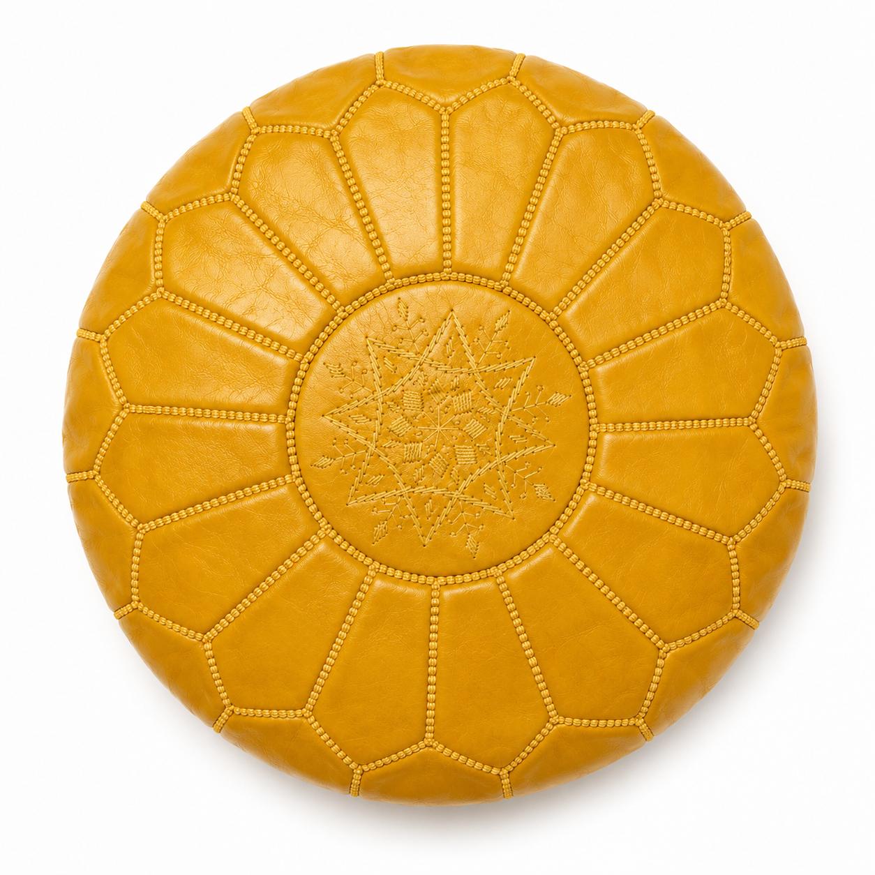 Pouf Marocchino in Pelle Artigianale – Cognac