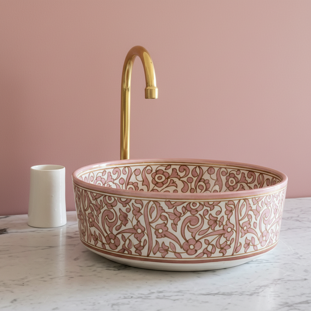 Lavabo KENZMEDINA - Rosa Antico e Oro