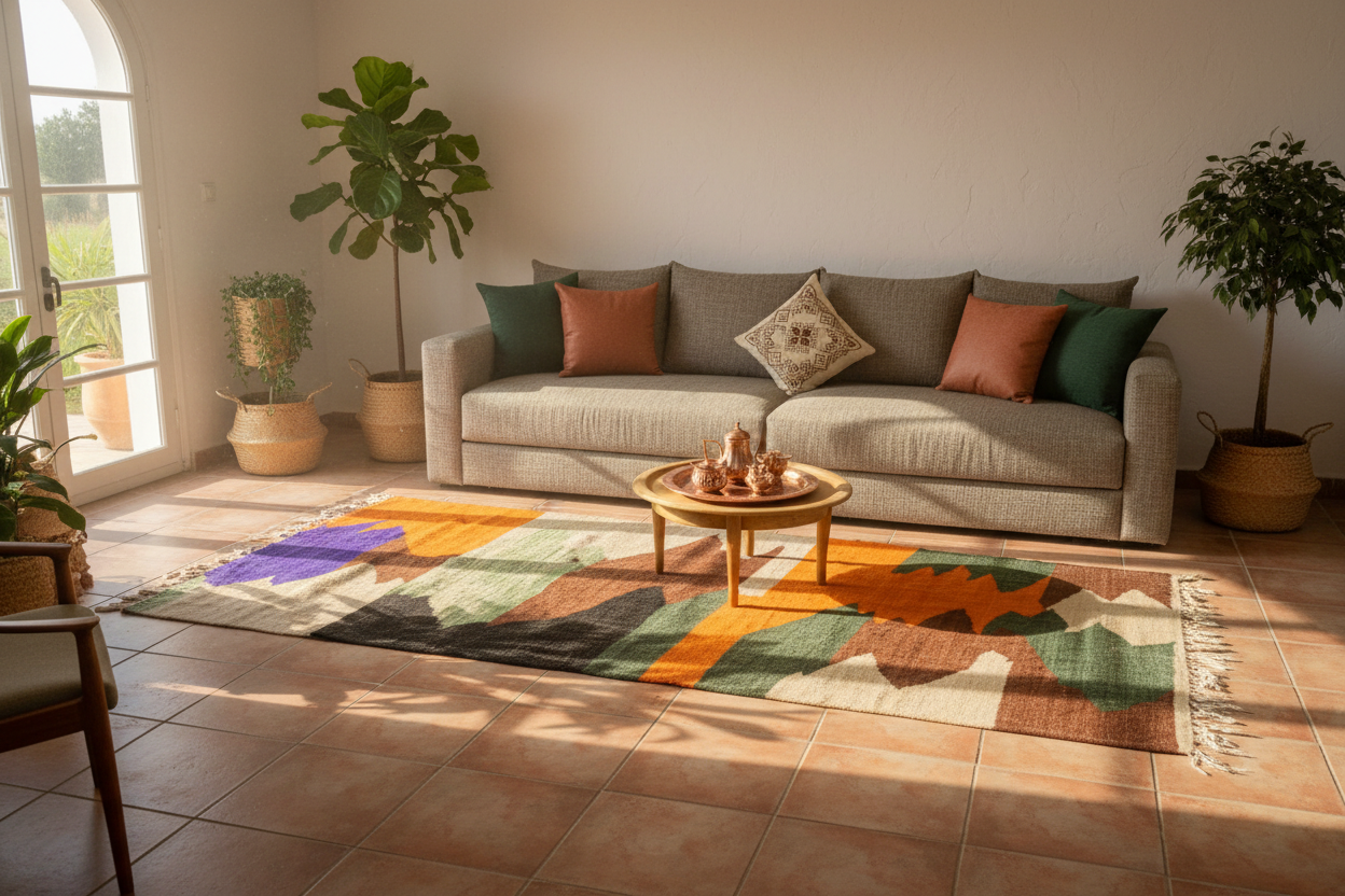 ANZAR Tappeto Berbero Kilim Montagne Atlante - ambientato