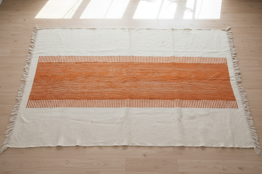 Tappeto Berbero Arancio e Avorio - flat lay