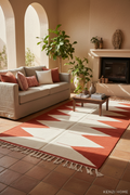 AZUL Tappeto Berbero Kilim Terracotta Avorio - ambientato