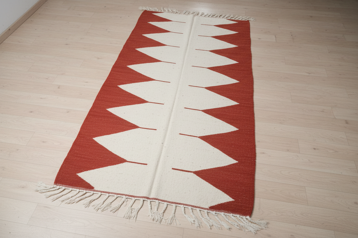 AZUL Tappeto Berbero Kilim Terracotta Avorio - flat lay