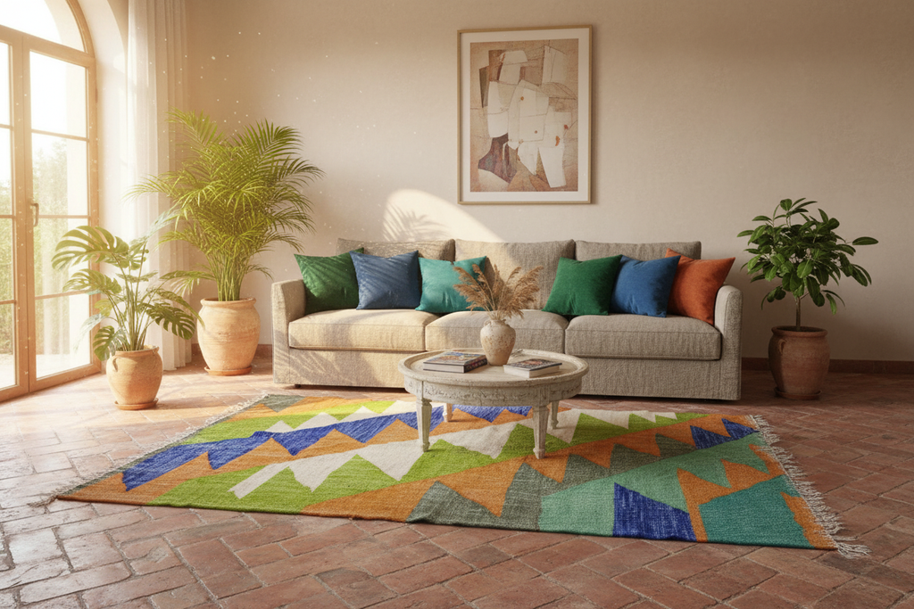IZRI Tappeto Berbero Kilim Triangoli - ambientato