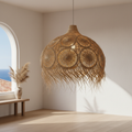 Lampadario Paglia Naturale intrecciato a mano