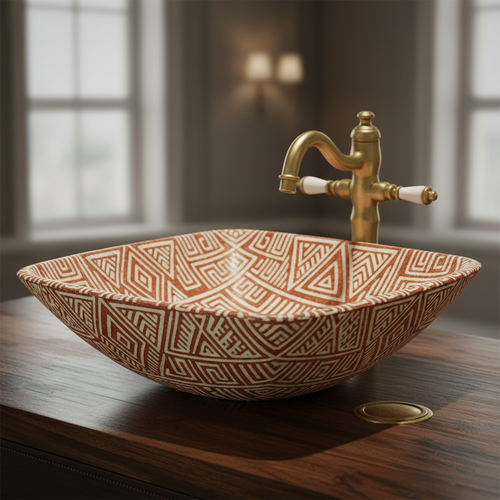 Lavabo tribale berbero arancio e avorio KENZMEDINA