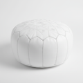 Pouf Cuoio Bianco marocchino artigianale elegante