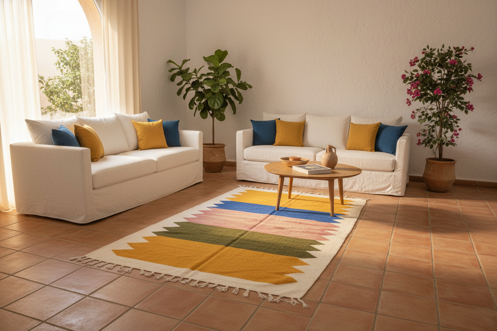 TALA Tappeto Berbero Kilim Fasce Multicolor - ambientato