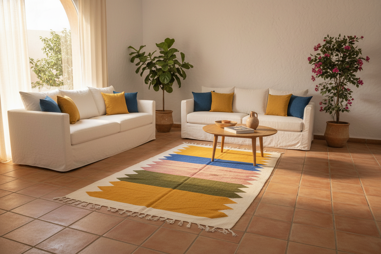 TALA Tappeto Berbero Kilim Fasce Multicolor - ambientato