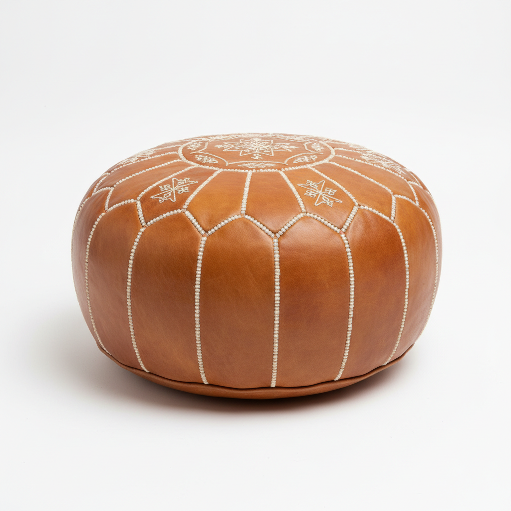 Pouf Cuoio Naturale marocchino artigianale