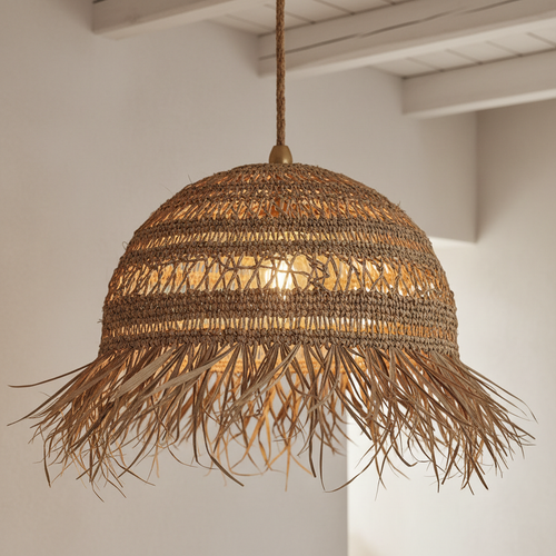 Lampadario Paglia Boho grande cupola mediterraneo
