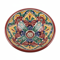Lavabo Terracotta Rotondo Floreale dipinto a mano smaltato